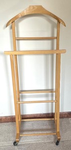 Blonde Wood Clothing Butler on Casters