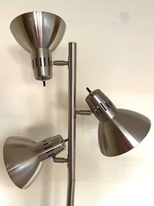 Triple Head Silver Tone Floor Lamp