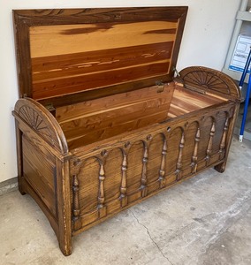 Vintage Wooden Bench Cedar Chest