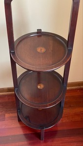 3 Tier Inlaid Wood Shelf or Dessert Server