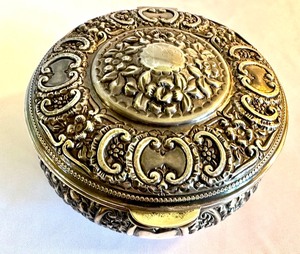 Vintage Beautiful Silver Embossed Trinket Box