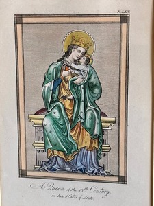 Vintage Framed Print A Queen of the 13th Century, in Her Habit of State