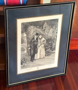 Vintage Framed Black and White Engraving by W. Denby Sadler