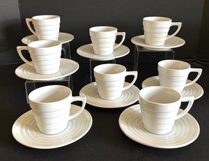 Eight Frank Lloyd Wright Collection Guggenheim by Krups Expresso Mugs and Saucers