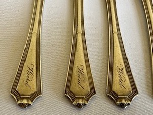 Six Vintage Sterling Silver Spreaders and Grapefruit Spoon