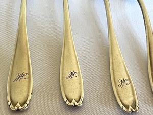 Six Vintage Sterling Silver Monogrammed Demitasse Spoons