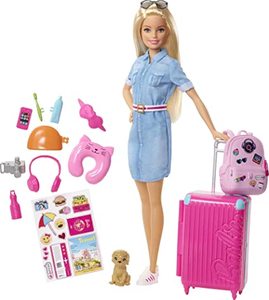 lot 66 image: Barbie Dreamhouse Adventures Doll & Accessories, Travel Set with Blonde Fashion Dol