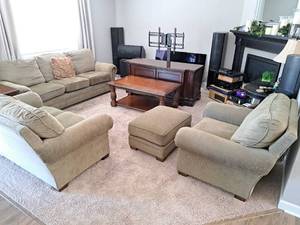 lot 502 image: Living Room Set - Couch, Love Seat, Chair, Ottoman