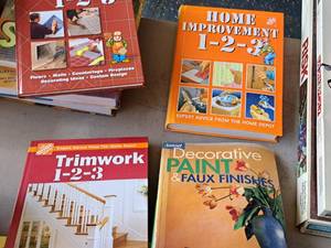 lot 720 image: Lot of (4) Home Improvement Books - Trim Work 1-2-3, Home Improvement 1-2-3, Decorative Paint & Faux Finishes, Tiling 1-2-3