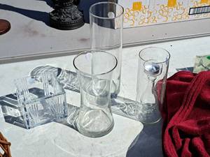 lot 682 image: Lot of (4) Glasswares - Candleholders, Vases