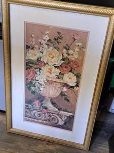 lot 778 image: Wall Art - Flower Vase , Ornate FrameSingle Matte