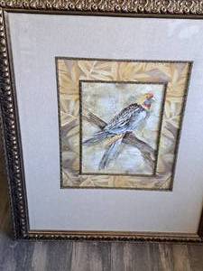 lot 771 image: Print - Parrot , Ornate FrameDouble MatteGlass