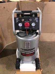 lot 1 image: 20 Gal. Vertical Electric-Powered Silent Air Compressor by Husky Customer Returns See Pictures