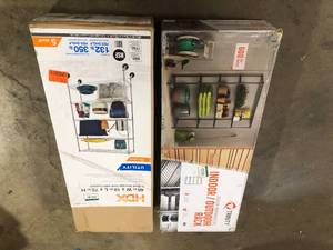 lot 44 image: 2 Lots of Mixed Utility Shelving Racks Customer Returns See Pictures