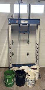 lot 1 image: OTC Brand 20 Ton Hydraulic Press With 6 Buckets Of Attachments