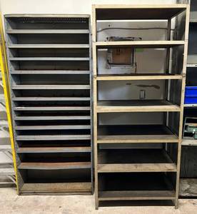 lot 7 image: Two Metal Storage Shelves 1 85 T x 36 12 x 24 12  1 84T x 36 12 W x 12 12D
