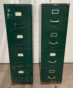 lot 15 image: Two Vintage Four Drawer Metal Filing Cabinets