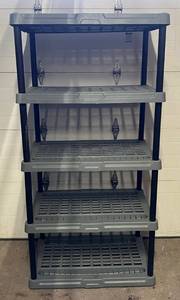 lot 16 image: Five Shelf Heavy Duty Plastic Ultility Shelving  71 T x 35W x 23D