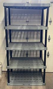 lot 19 image: Five Shelf Heavy Duty Plastic Ultility Shelving  71 T x 35W x 23D