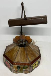 lot 41 image: Two Vintage Lamps 1 Metal Desktop 1Decorative Hanging Lamp (Needs Repair)