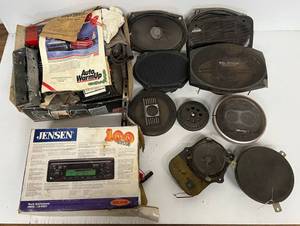 lot 69 image: Group Of Misc. Vintage Car Speakers, Radio And More