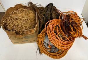 lot 86 image: Group Including Roll Of Twine, Large Rope And Extension Cords