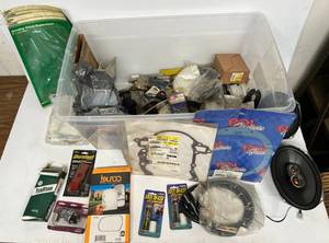 lot 94 image: LARGE Tote Full Of Misc. Car Parts And Supplies
