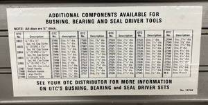 lot 106 image: OTC Brand Bushing, Bearing And Seal Driver Set (Seems Complete)