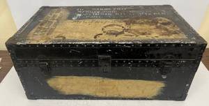 lot 126 image: Vintage Metal Military Foot Locker With Name