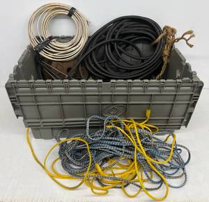 lot 136 image: Tote Full Of Heavy Gauge Wire And Misc. Hardware