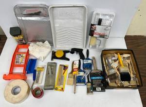lot 150 image: Group Of Paint Supplies And Brushes
