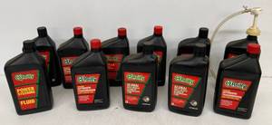 lot 168 image: Group Of Oreilly Brand Misc. Automatic Transmission Fluids (1 Partial) And 2 Quarts Of Power Steering Fluid