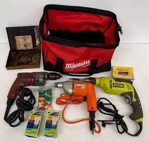 lot 223 image: Three Misc. Power Drills And More Including Milwaukee