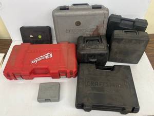 lot 228 image: Group Of Misc. Sized And Brand Named Plastic Tool Cases Including Milwaukee And Craftsman