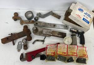 lot 240 image: Group Of Misc. Hitch Parts And More Including Sand Blast Gun