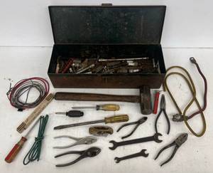 lot 248 image: Vintage Tool Box With Misc. Tools