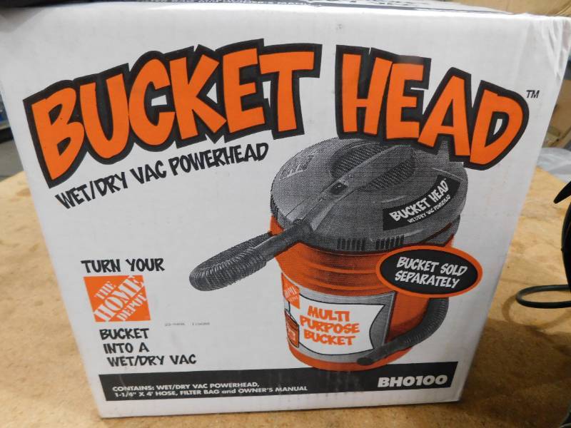 Bucket Head 5 Gallon 1.75 Peak HP Wet/Dry Shop Vacuum Powerhead with Filter  Bag and Hose (compatible with 5 Gal. Homer Bucket) BH0100 - The Home Depot