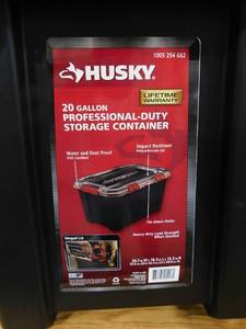 (2) Husky 20-Gal. Professional Duty Waterproof Storage Container with Hinged Lid in Black