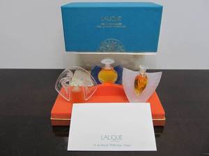 lot 13 image: Brand New LALIQUE Set of 3 Art Deco Glass Mini Perfume Bottles