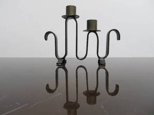 lot 14 image: Jean Royere 1940s era Undulating Iron & Brass Candle Holder