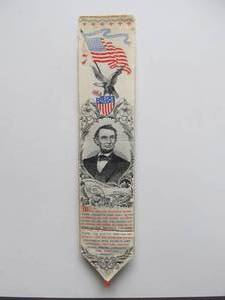 lot 29 image: Large Original Antique 1860s ABRAHAM LINCOLN Ribbon - 2nd Inaugural Address