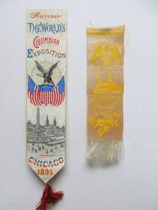 lot 30 image: 2 Original Antique 1893 Columbian Exposition Machinery Hall Ribbons