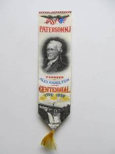 lot 31 image: Original 1890s Silk Ribbon Featuring Alexander Hamilton