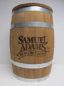 lot 34 image: Large Wooden SAMUEL ADAMS Beer Advertising Barrel Display