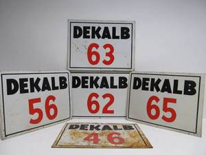 lot 42 image: Lot of Vintage Metal DEKALB Farm Signs