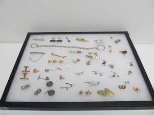 lot 47 image: Lot of Vintage Mens Accessories Cufflinks Tie Clips etc