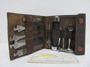 lot 85 image: Complete Antique AK&ampB Quick Change Folding Knife Multi Tool Set wLeather Case