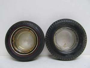 lot 94 image: Pair of Old Vintage Tire Advertising Ashtrays 