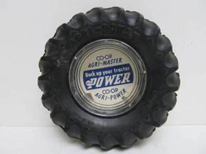 lot 95 image: Old Vintage Tire Advertising Ashtrays CO-OP Power Tractor