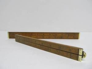 lot 111 image: Pair of Antique Brass & Box Wood Folding Rulers